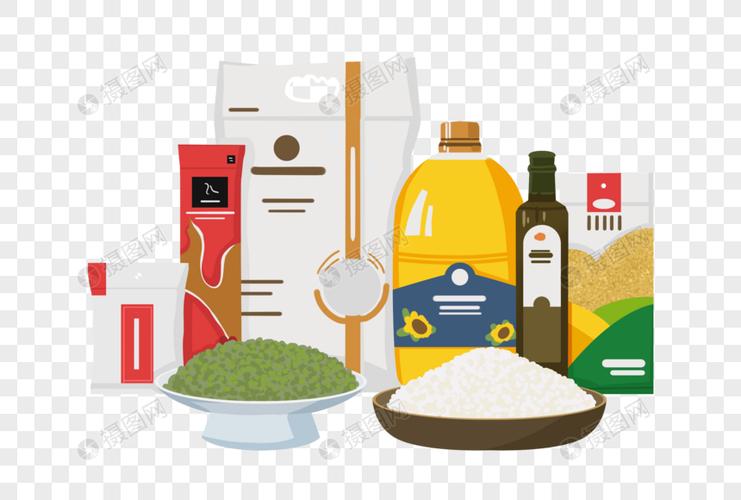 免抠元素 手绘/卡通元素 手绘风粮油副食组合.