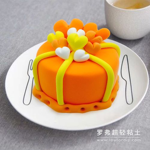 罗弗超轻粘土可爱的心心小蛋糕美食制作教程图解