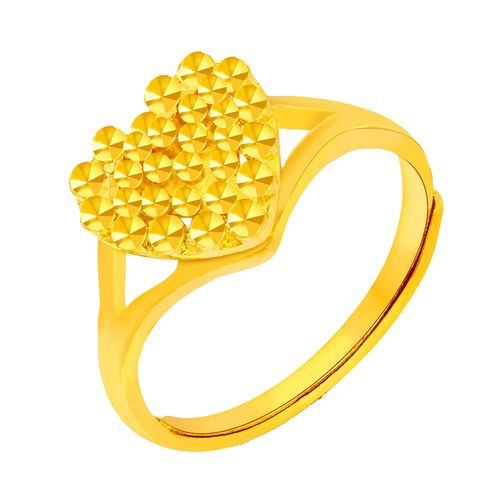 翠绿黄金戒指足金999女款仿钻心形活口戒指金重约4445ga01000020397