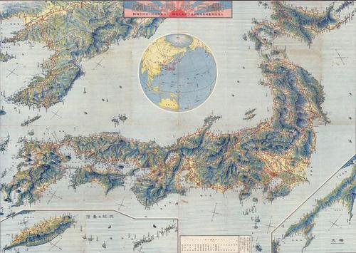 此外本文加入一张绘制于1915年的日本地形图进行说明