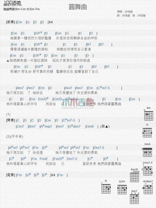 圆舞曲_吉他谱_徐佳莹