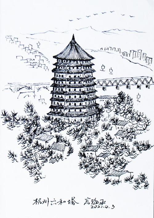 中国十大古塔(高海平钢笔速写版)