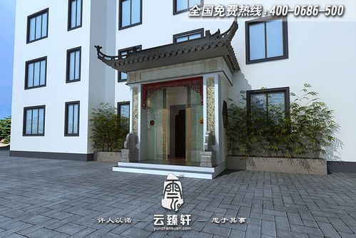 徽派风格白墙灰瓦门头建筑装修效果图_北京云臻轩中式设计机构