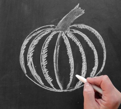 粉笔画教程利用粉笔画南瓜的画法