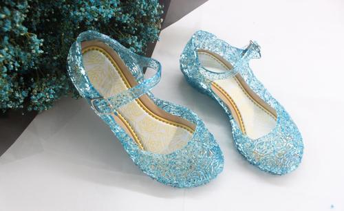 女童鞋 艾莎水晶鞋儿童公主高跟鞋夏季凉鞋公主高跟鞋水晶鞋简笔画