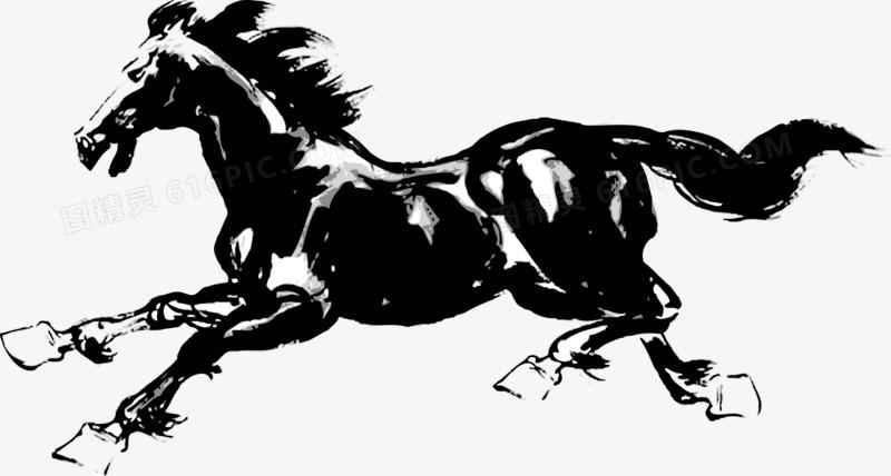 水墨风奔驰的骏马