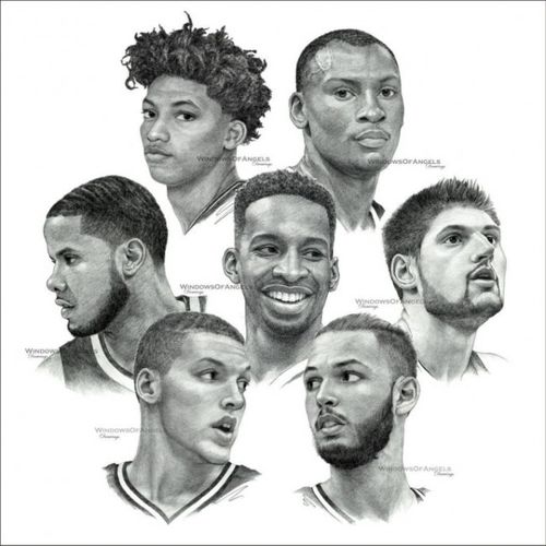 nba球星球员素描头像手绘画合集图片 nba球星的素描画图片