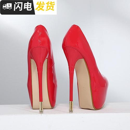 18cm恨天高性感超高跟鞋细跟15公分夜店黑色防台16cm单鞋女鞋启如休闲