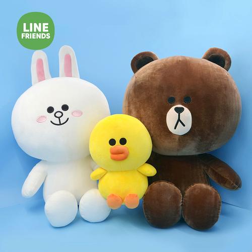 linefriends正版布朗熊可妮公仔女熊大布娃娃抱枕小熊毛绒玩具