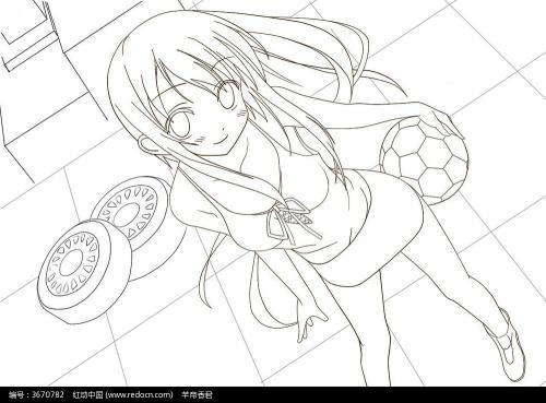 可爱的女足球运动员卡通简笔画图片