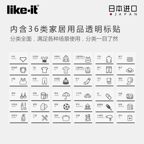衣物分类贴纸衣橱防水标签家用宝宝婴儿玩具标识收纳整理标记贴画
