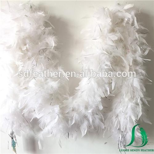 factory price 100g chandelle feather boa with silver glitter