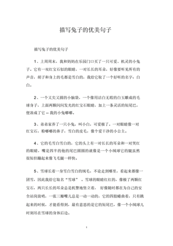 网站首页 海量文档 文学/历史/军事/艺术 诗歌散文 描写兔子优美句子.