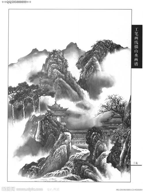 线描工笔画楼阁06设计图__绘画书法_文化艺术_设计 .