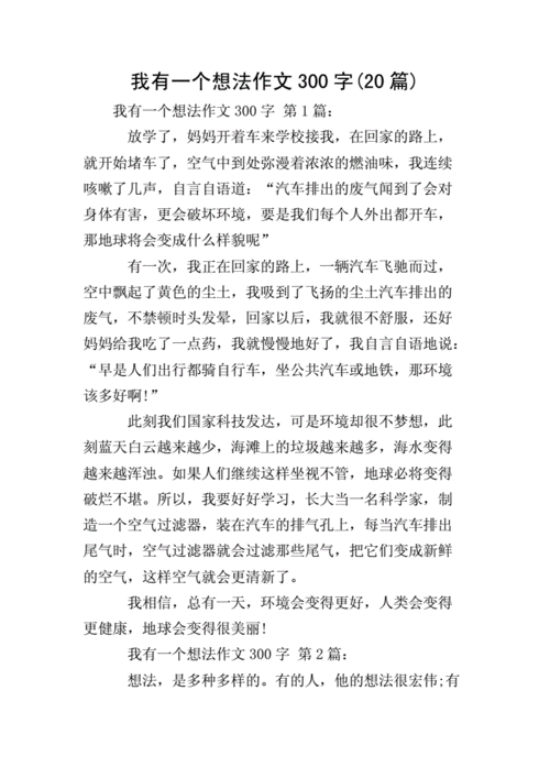 我有一个想法作文300字20篇doc14页