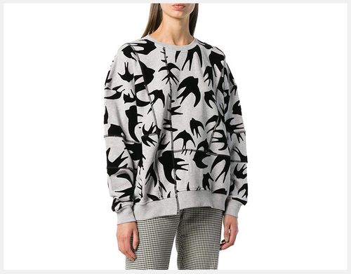 alexander mcqueen/亚历山大·麦昆 18秋冬服装 女士灰色棉质经典燕子