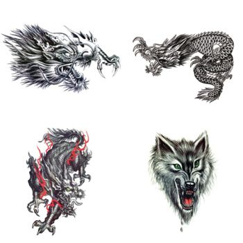 媗墨新品过肩龙纹身贴胸口过肩龙龙头纹身贴霸气学生社会男女防水刺青