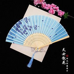 我想要夏季女式古风随身折叠扇子带流苏汉服古装折扇竹扇
