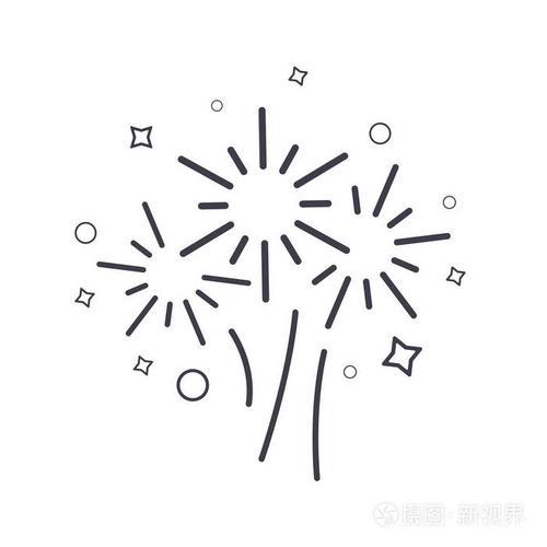 烟花线图标矢量符号插图