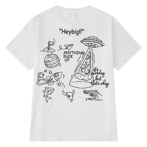 设计男女情侣t恤涂鸦宽松手绘短袖