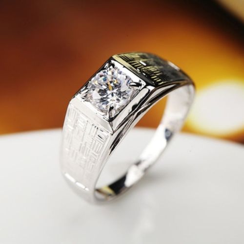 男戒钻石钻戒指男戒一克拉仿真结婚网红男士戒子潮单身单戒款简约