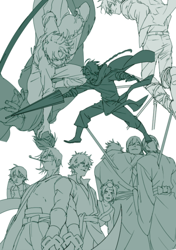 【素材】动漫男性人物动作姿势表情参考,可以动手练练