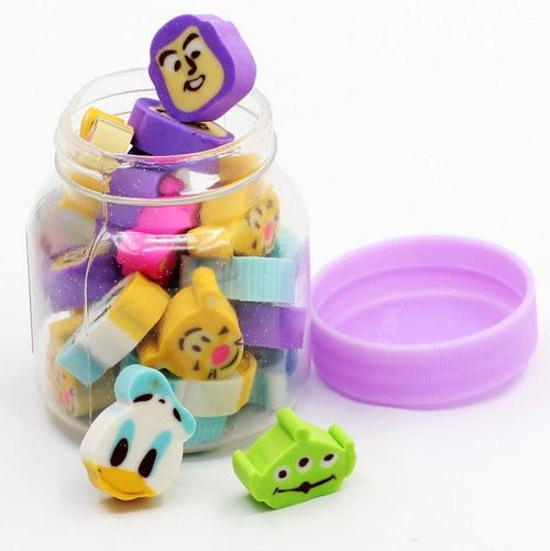 维尼熊唐老鸭巴斯光年迷你瓶装儿童创意可爱小橡皮擦动漫卡通文具