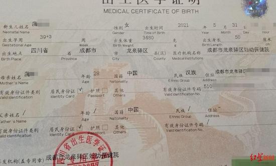 孩子的出生医学证明