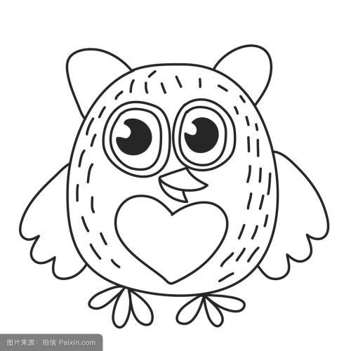 幼儿简笔画猫头鹰涂色