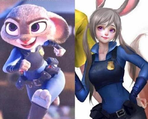 当动画女主"拟人化"后,朱迪甜美可人,甜心超人青春靓丽