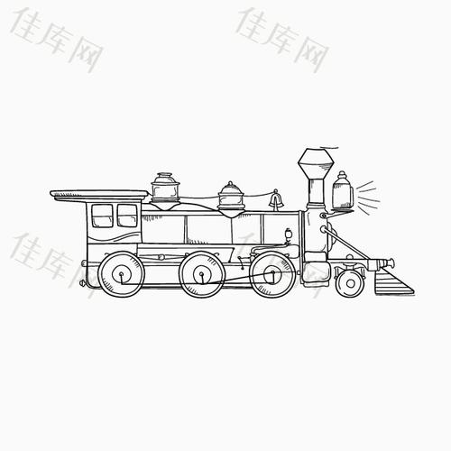 手绘 火车 线条 轨道