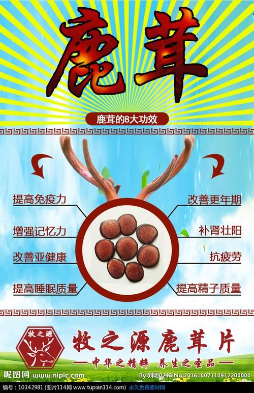鹿茸片功效宣传海报图片