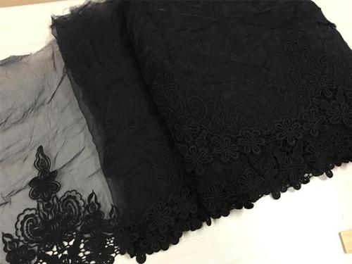 特价处理 2.5元1米 黑色欧根纱水溶刺绣花边diy手工辅料宽35cm