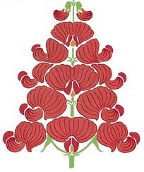 塔状的红色花朵 对称图案