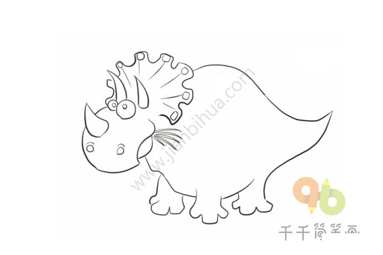 恐龙世界之吃草的长角龙简笔画