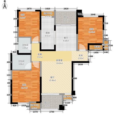 旭辉御府3室0厅2卫1厨120.00㎡户型图