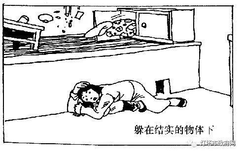 地震桌子下躲避简笔画