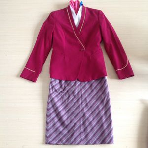 南方航空南航空姐乘务员真品春秋冬制服(全套) 芙蓉红 天青蓝