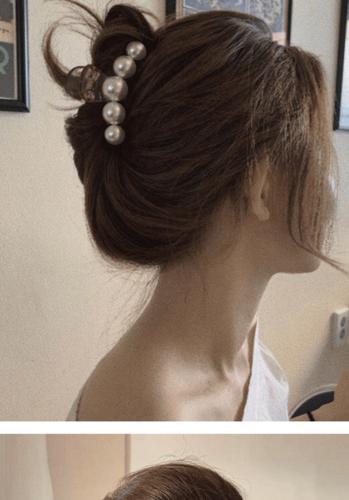 贝仑薇 ins珍珠发夹边夹少女鲨鱼夹后脑勺大小号发抓头发夹子抓夹发卡