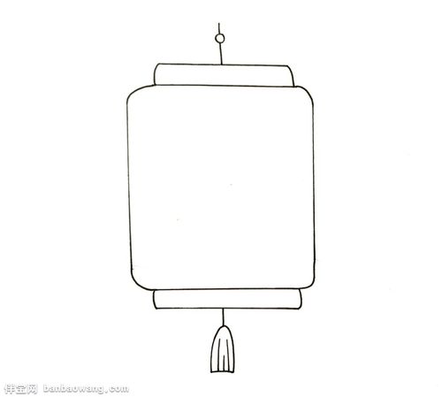 2,接着在灯笼的顶上画上吊饰,并在底部画上流苏装饰,简单的灯笼就画