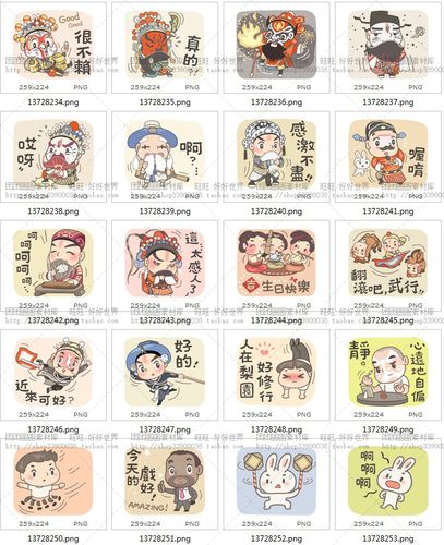 png免抠中国风 京剧表情图案可爱line微信微博表情公众号头像