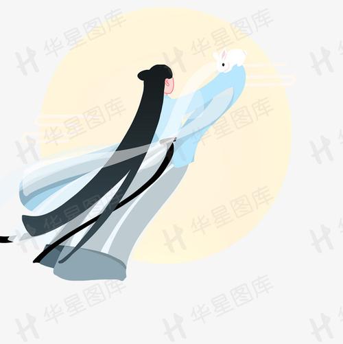 > 中秋节奔月嫦娥仙子插画