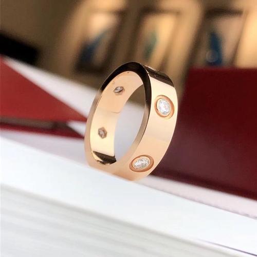 cartier 卡地亚love系列18k玫瑰金6钻52号戒指