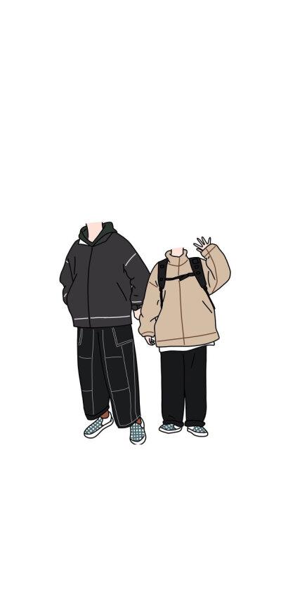 无头抠图情侣壁纸素材