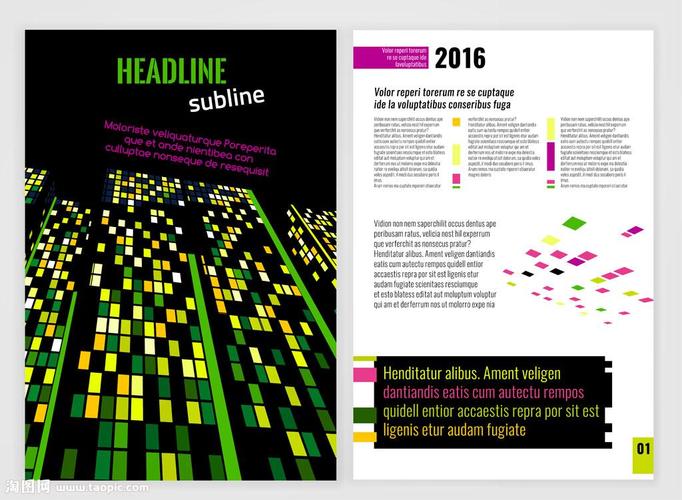绿色马赛克几何图形海报图片