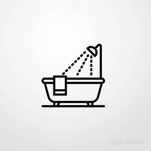 浴缸图标图孤立的矢量标志符号
