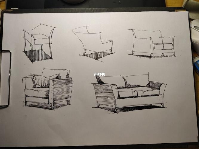 针管笔手绘家具 沙发_手绘_家具_沙发_针管笔_透视_环艺手绘_文化