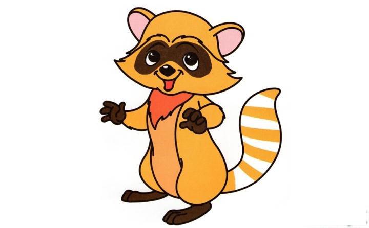 彩色浣熊简笔画画法_怎么画彩色浣熊的简笔画