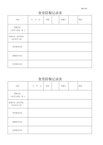食堂陪餐记录表格.docx 2页