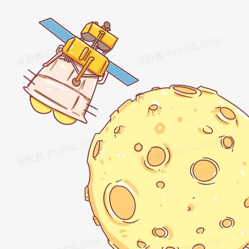 手绘卡通嫦娥五号月轨无人交会对接场景素材